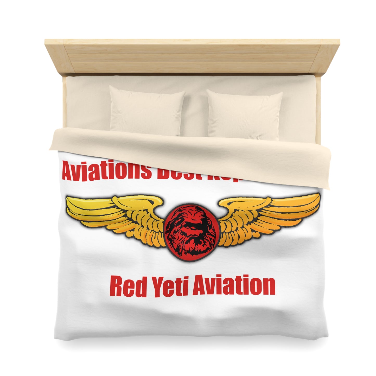Aviation Duvet Cover - "Aviations Best Kept Secret" Red Yeti Wings Design
