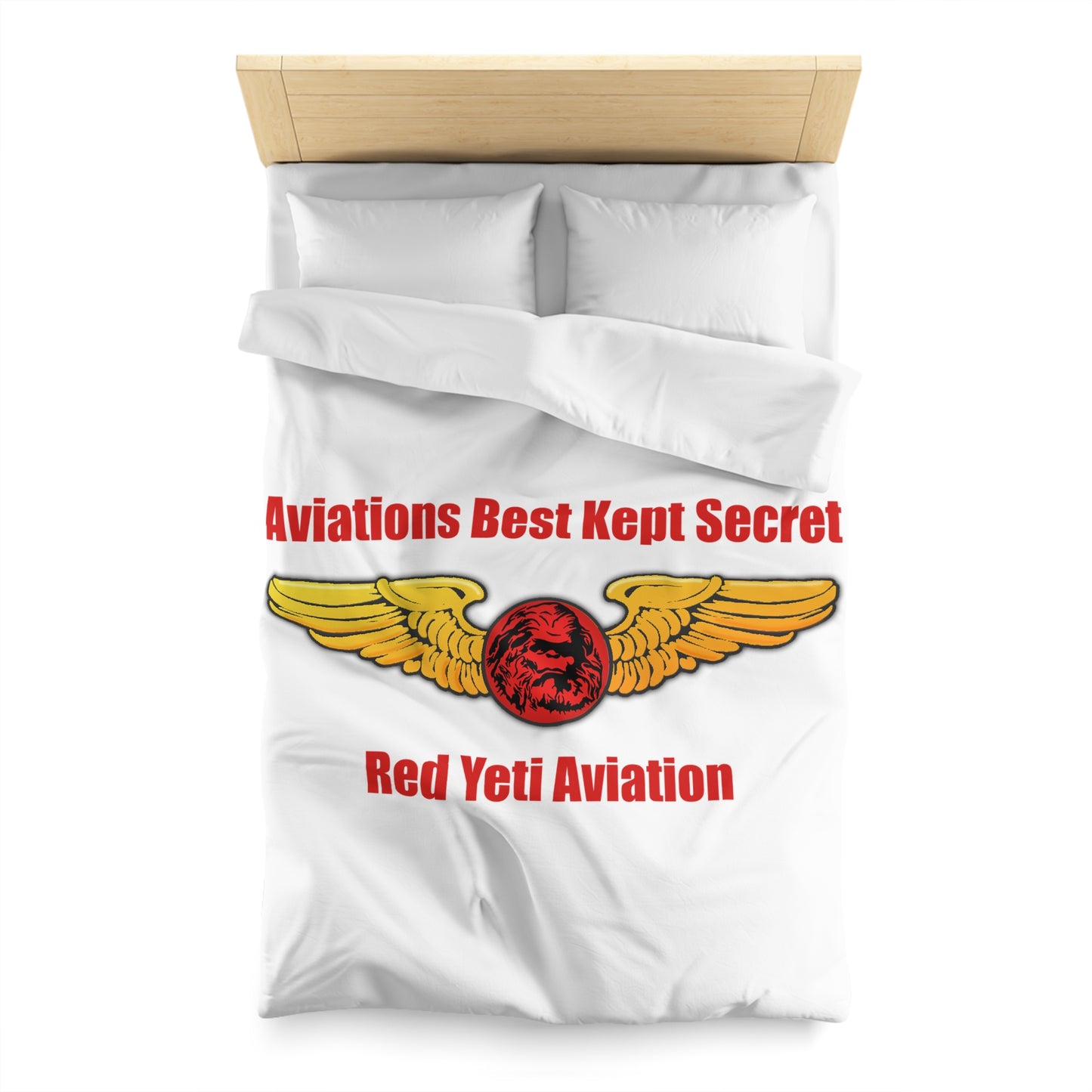 Aviation Duvet Cover - "Aviations Best Kept Secret" Red Yeti Wings Design