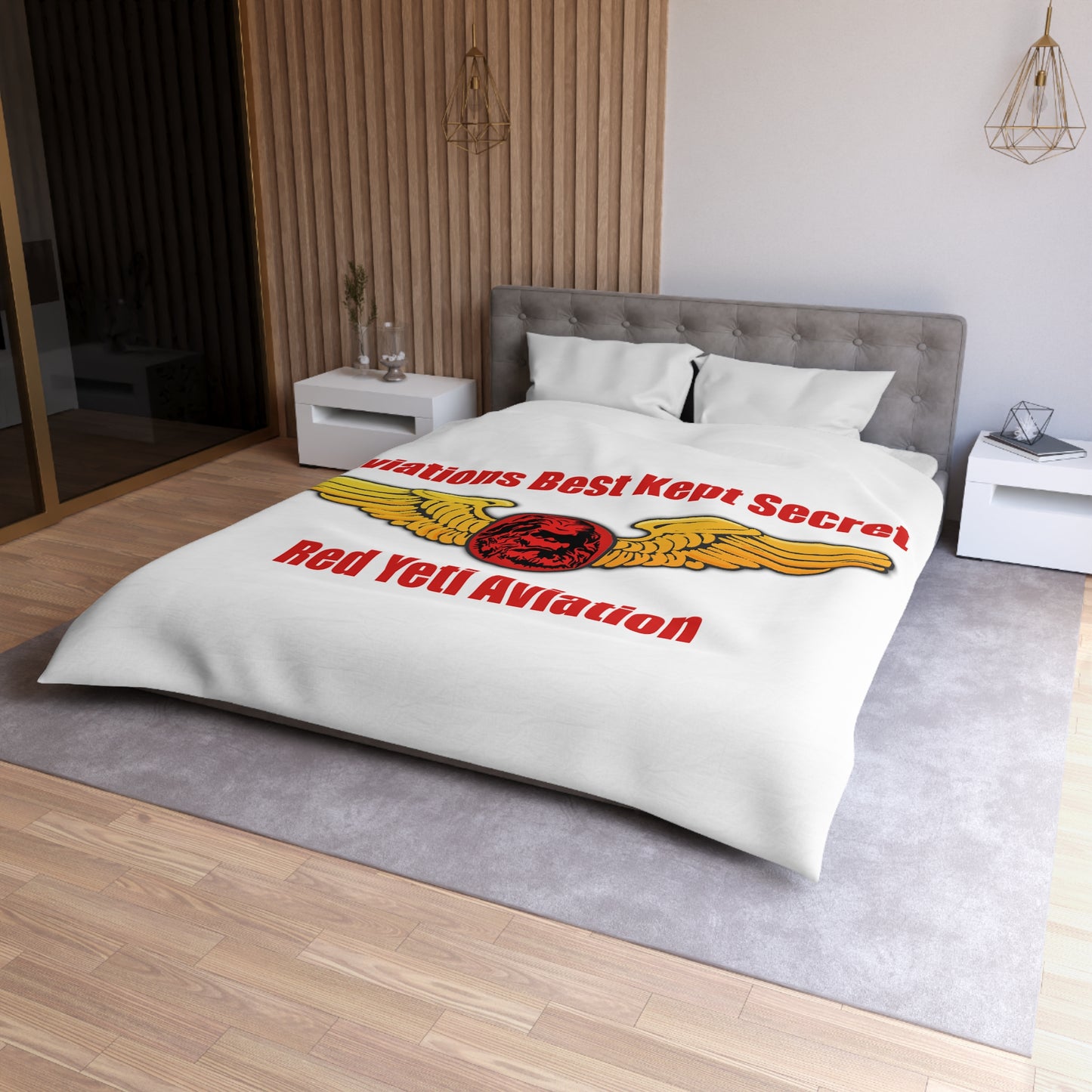 Aviation Duvet Cover - "Aviations Best Kept Secret" Red Yeti Wings Design