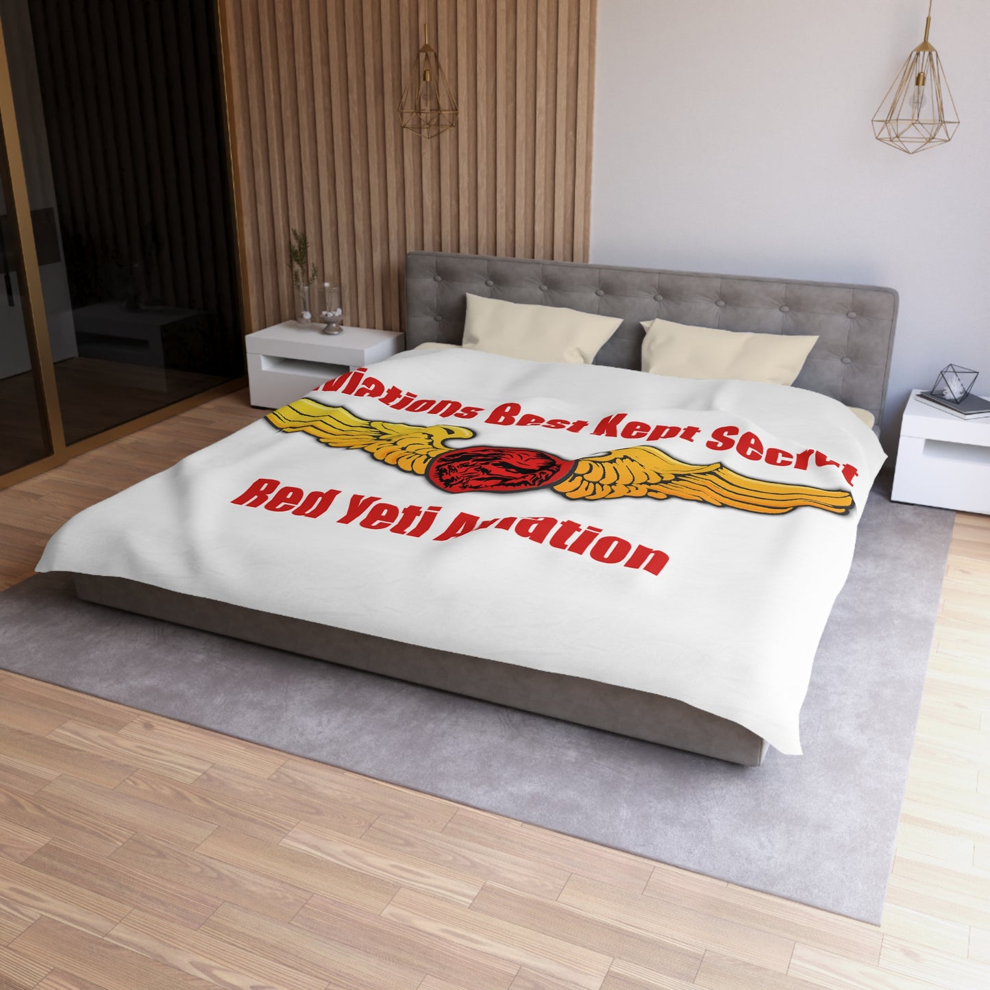 Aviation Duvet Cover - "Aviations Best Kept Secret" Red Yeti Wings Design