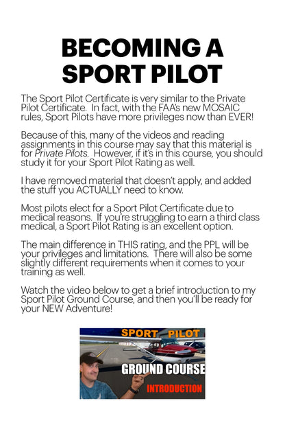 Affordable Online SPORT Pilot Ground Course | FAA Written Exam Prep & Endorsement